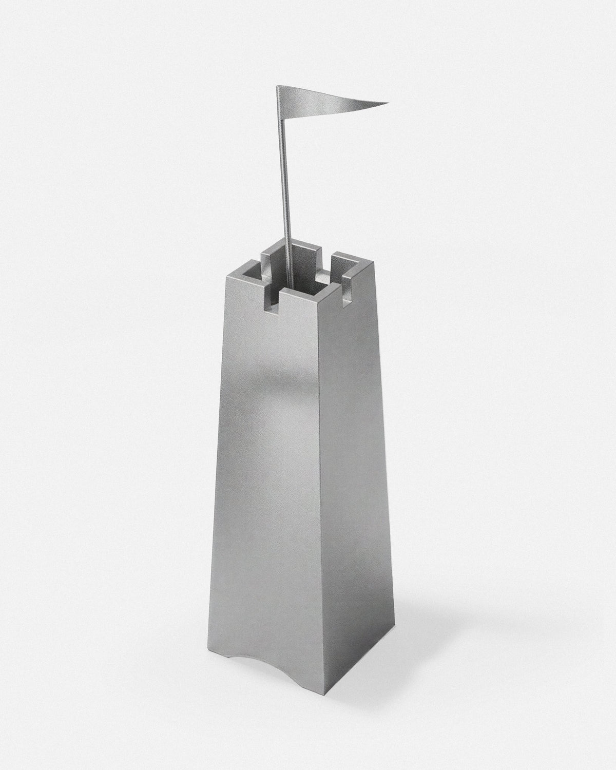 La Tour Prend Garde, cendrier en aluminium grenaillé, vue isométrique
